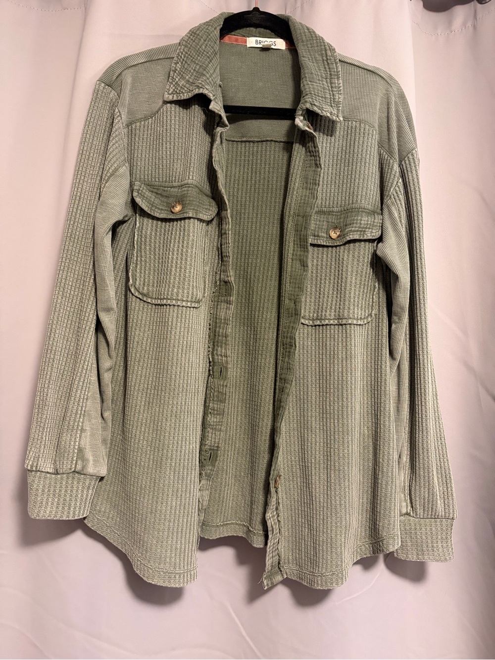 Briggs New York Olive Green Waffle-Knit Shacket
